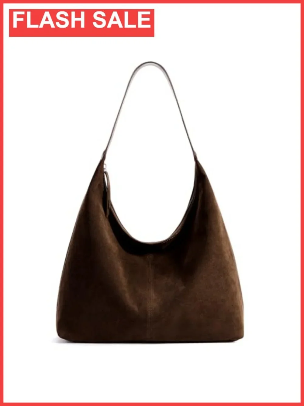 Slouchy Vegan Leather Crescent Hobo Tote Bag Zipper Shoulder Purse